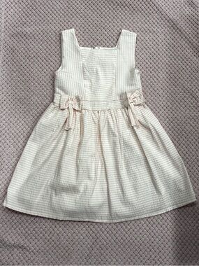 5, btween Pink Textured Bow Detail Sleeveless Dress